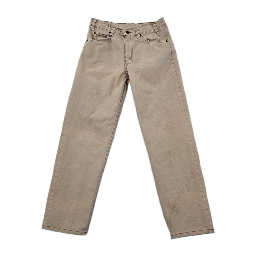 Vintage 1996 Levis 555 Jeans Mens 32x30 Beige Orange Tab Straight Denim USA